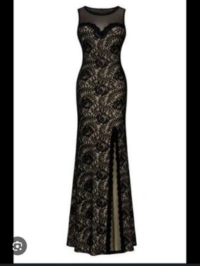 Miusol Elegant Black Sheer Sleevless Lacey Maxi Dress Size Large